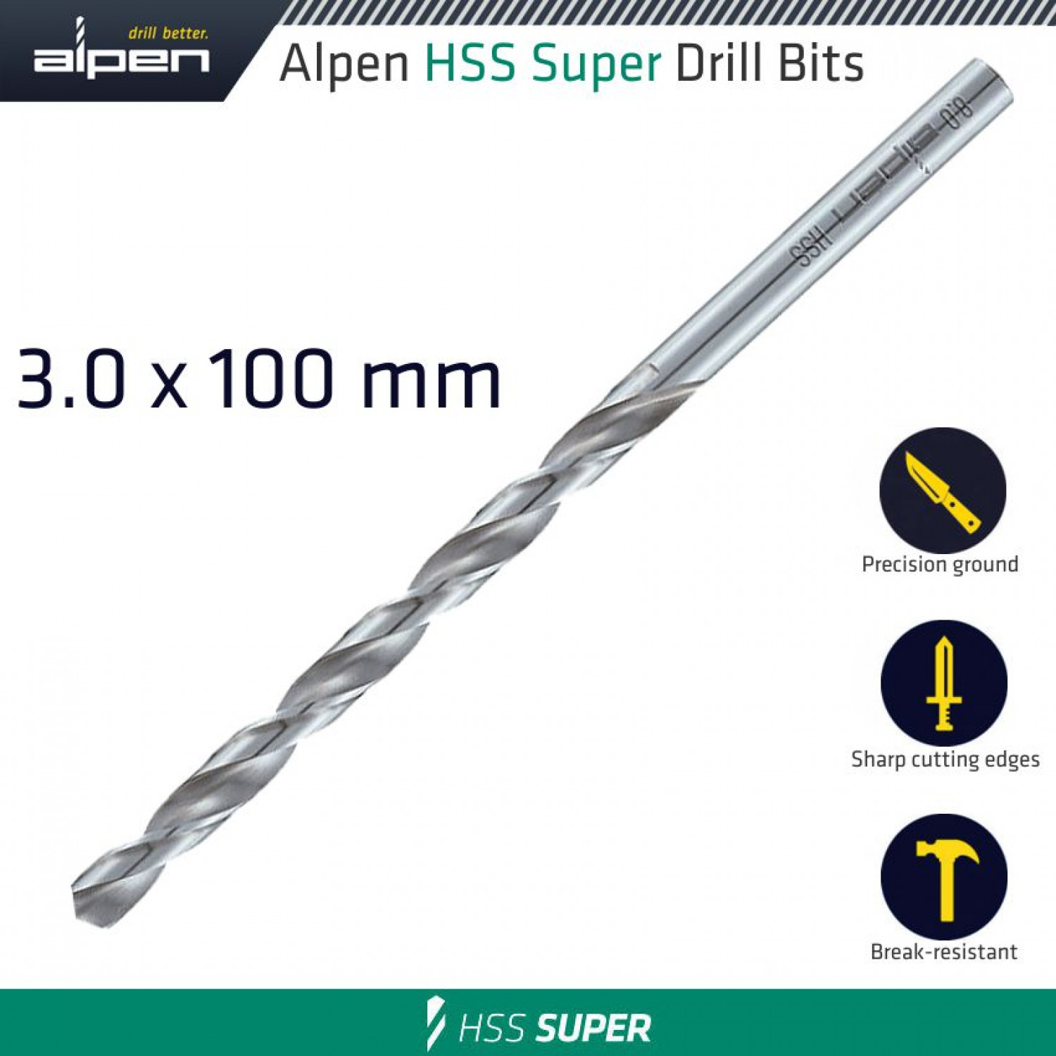 Hss Drill Bit Long 3 X 100mm Bulk