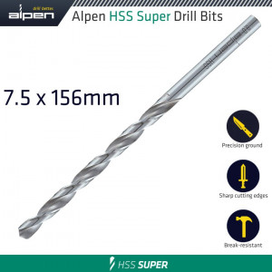 Hss Drill Bit Long 7.5 X 156mm Bulk