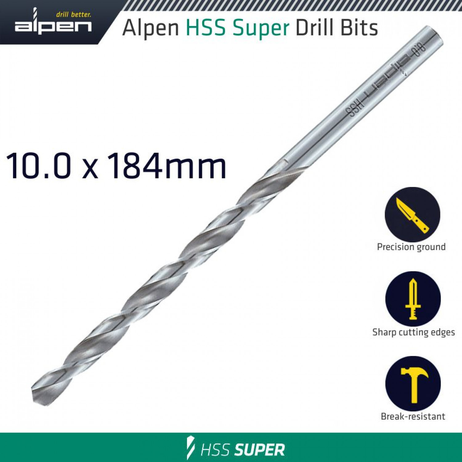 Hss Drill Bit Long 10 X 184mm Bulk