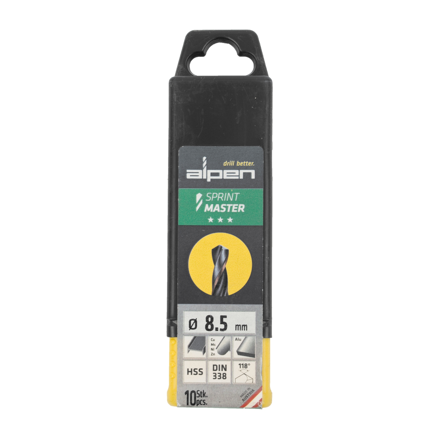 Hss Sprint Master 8.5mm 10-pack Hang Tag Din 338 ALPEN Drill Bits