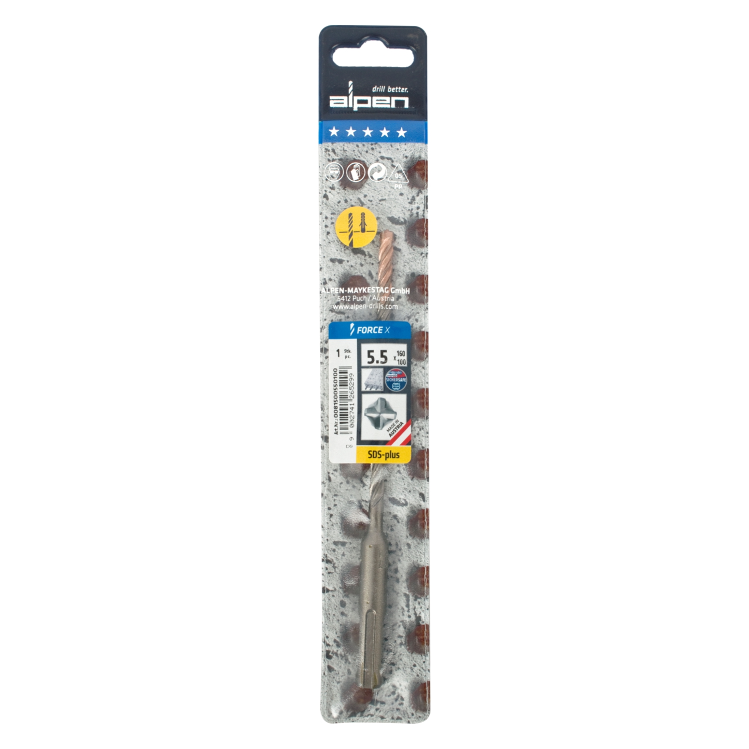 Force X 5.5 X 160/100 Sds-plus Rebar Drill Bit X4 Cutting Edges