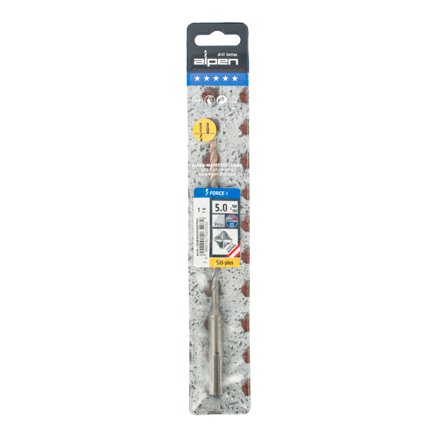 Force X 5.0 X 160/100 Sds-plus Rebar Drill Bit X4 Cutting Edges