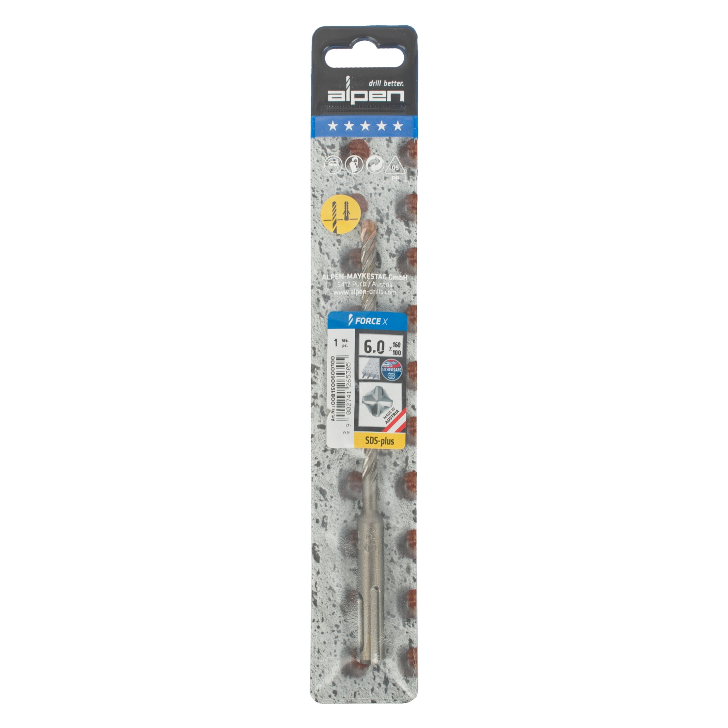 Force X 6.0 X 160/100 Sds-plus Rebar Drill Bit X4 Cutting Edges