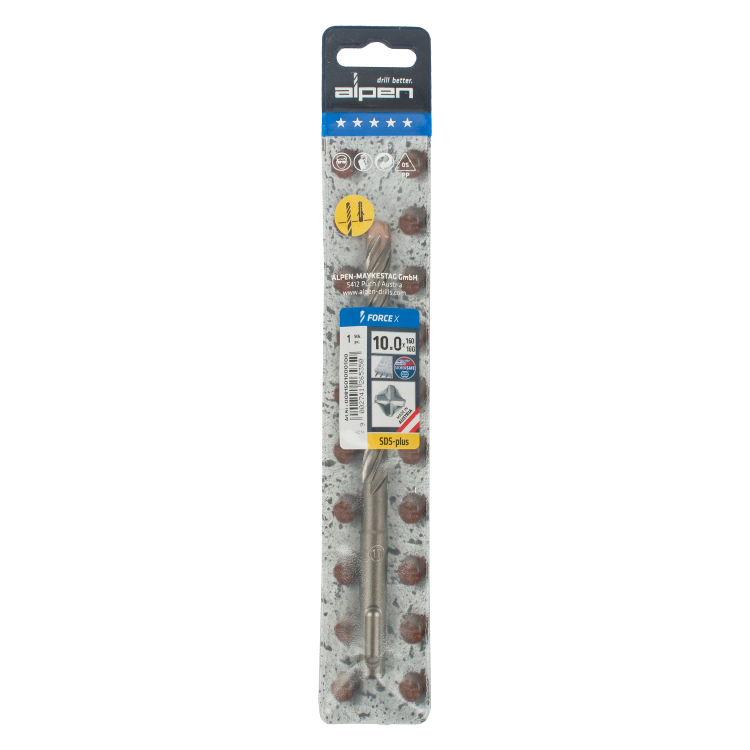 Force X 10.0 X 160/100 Sds-plus Rebar Drill Bit X4 Cutting Edges