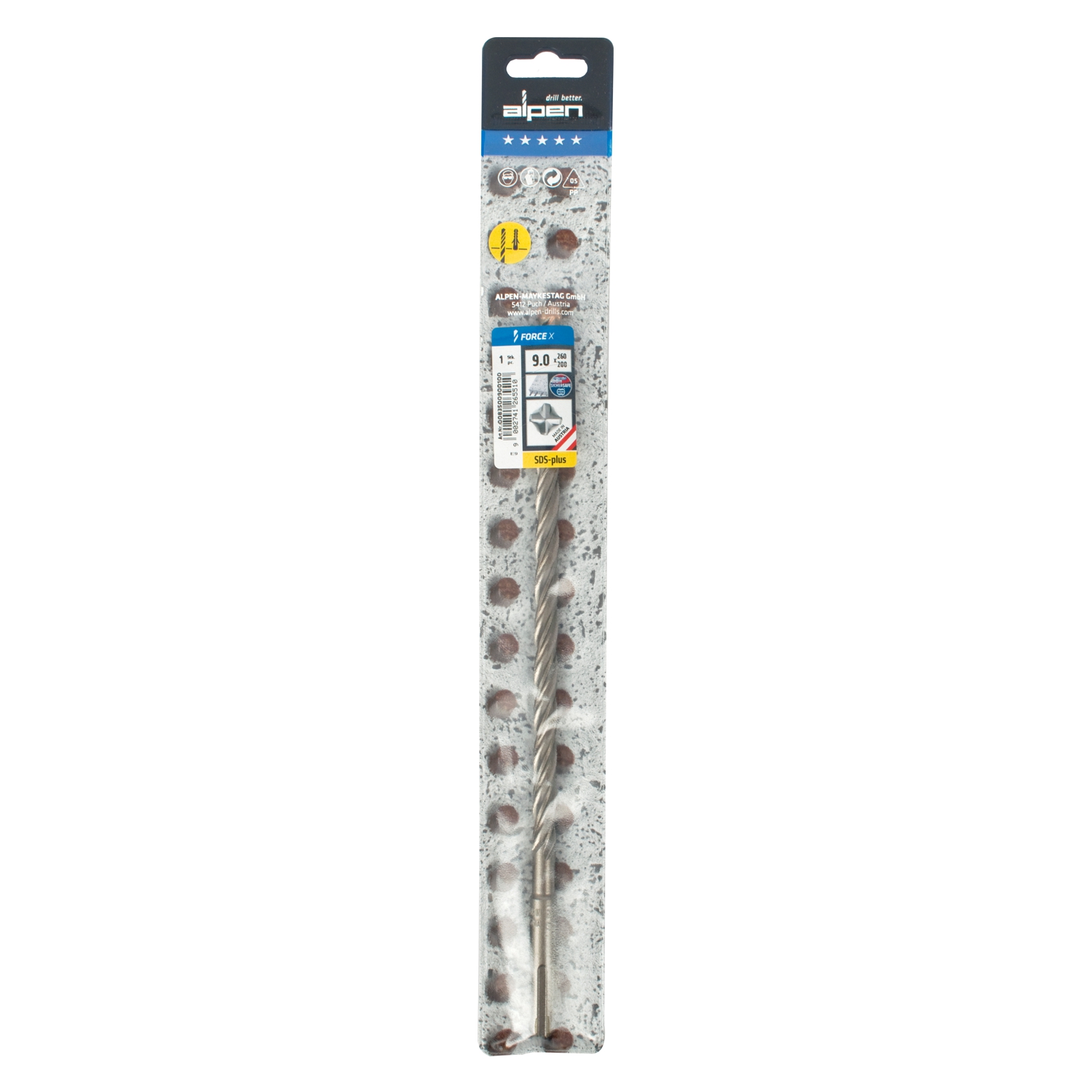 Force X 9.0 X 260/200 Sds-plus Rebar Drill Bit X4 Cutting Edges