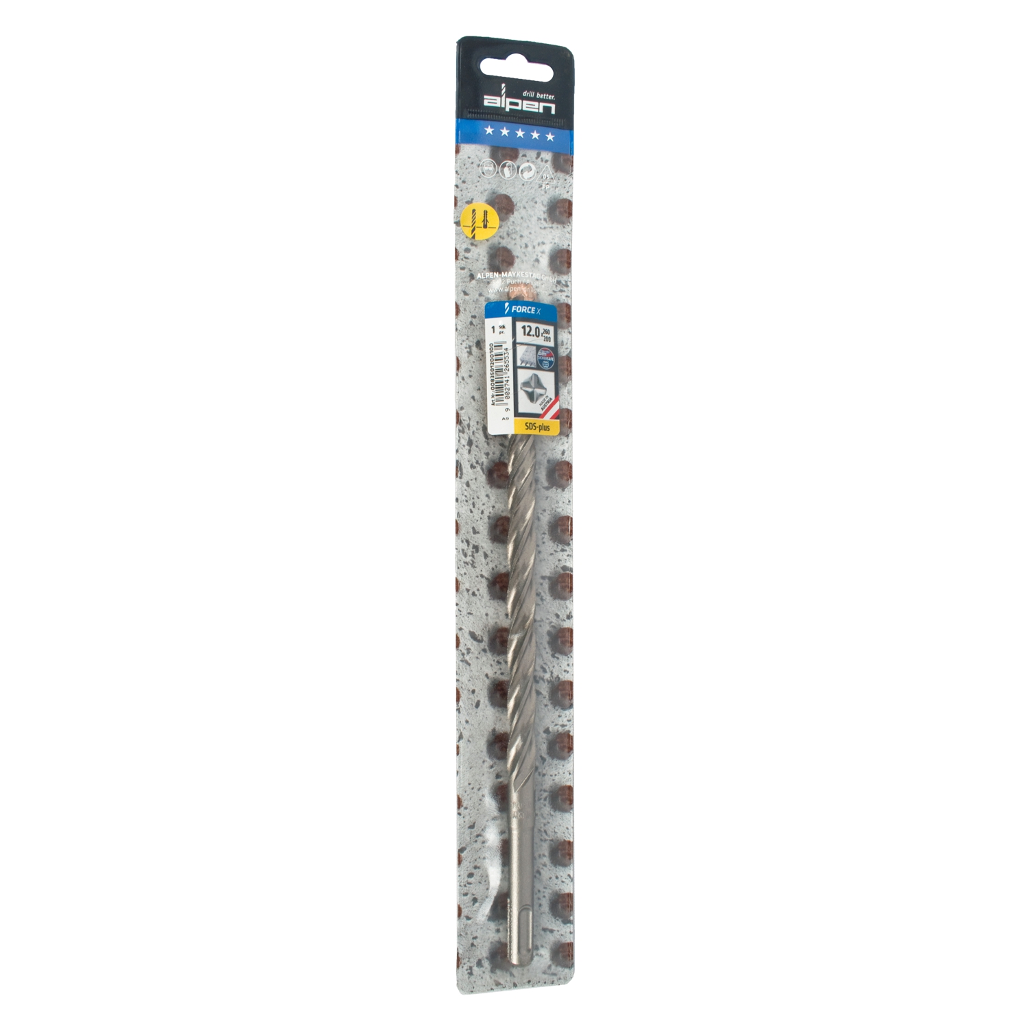 Force X 12.0 X 260/200 Sds-plus Rebar Drill Bit X4 Cutting Edges