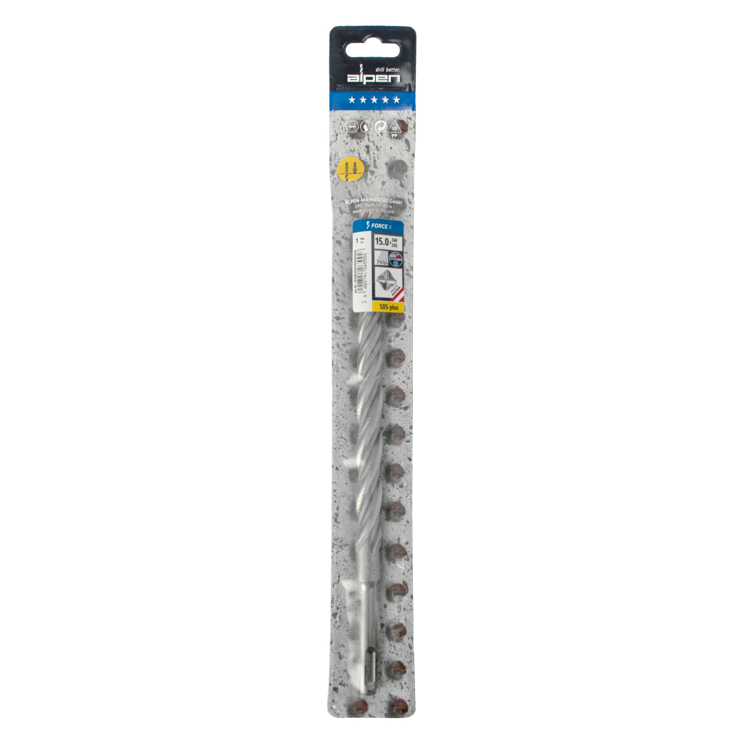 Force X 15.0 X 260/200 Sds-plus Rebar Drill Bit X4 Cutting Edges