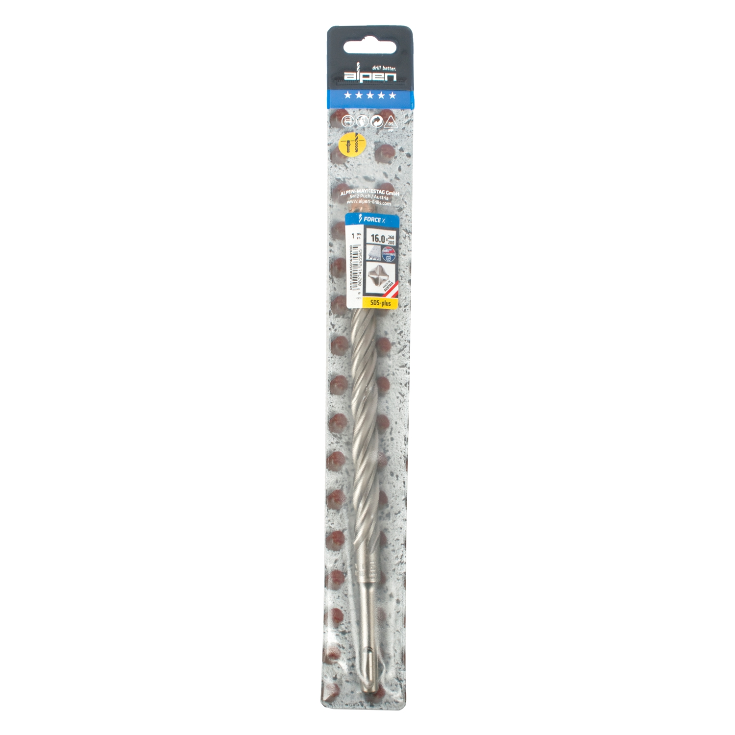 Force X 16.0 X 260/200 Sds-plus Rebar Drill Bit X4 Cutting Edges