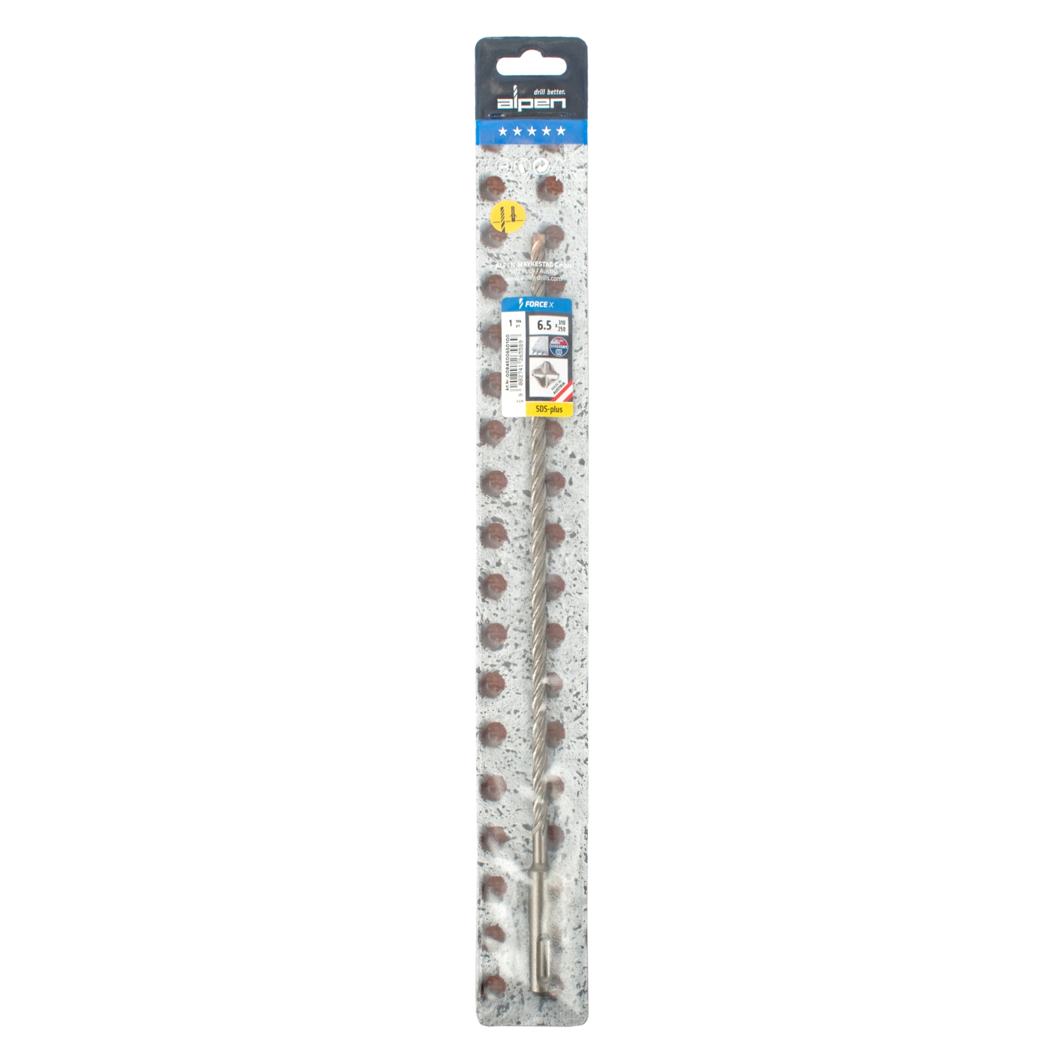 Force X 6.5 X 310/250 Sds-plus Rebar Drill Bit X4 Cutting Edges