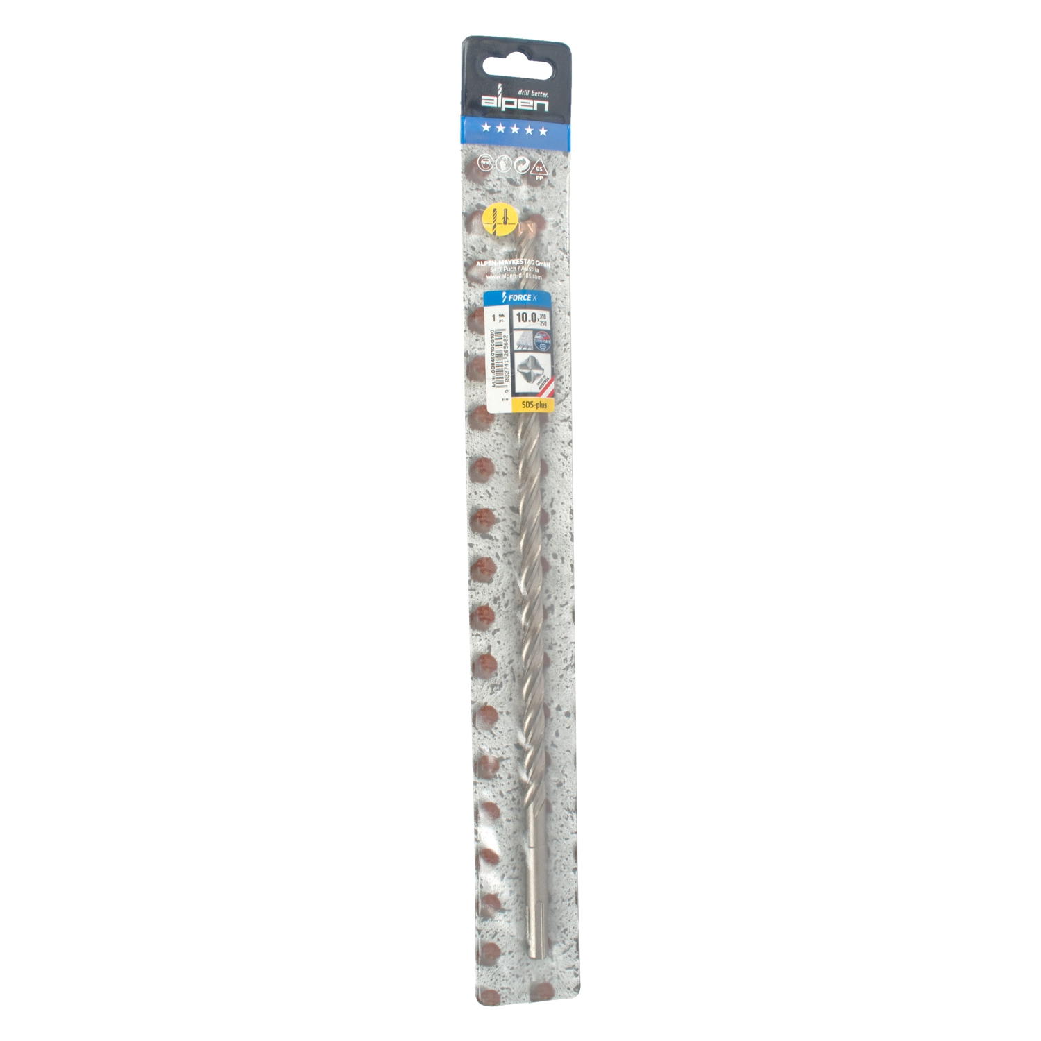 Force X 10.0 X 310/250 Sds-plus Rebar Drill Bit X4 Cutting Edges