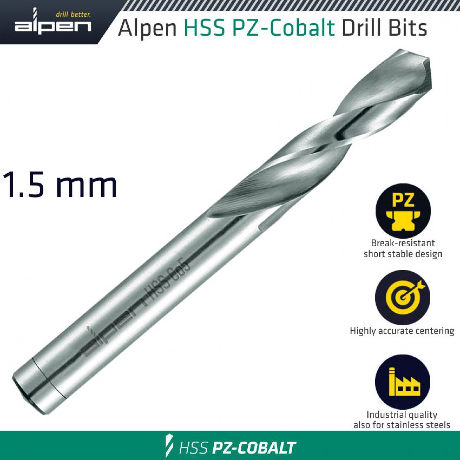 ALPEN Cobalt Drill Short Bulk 1.50mm