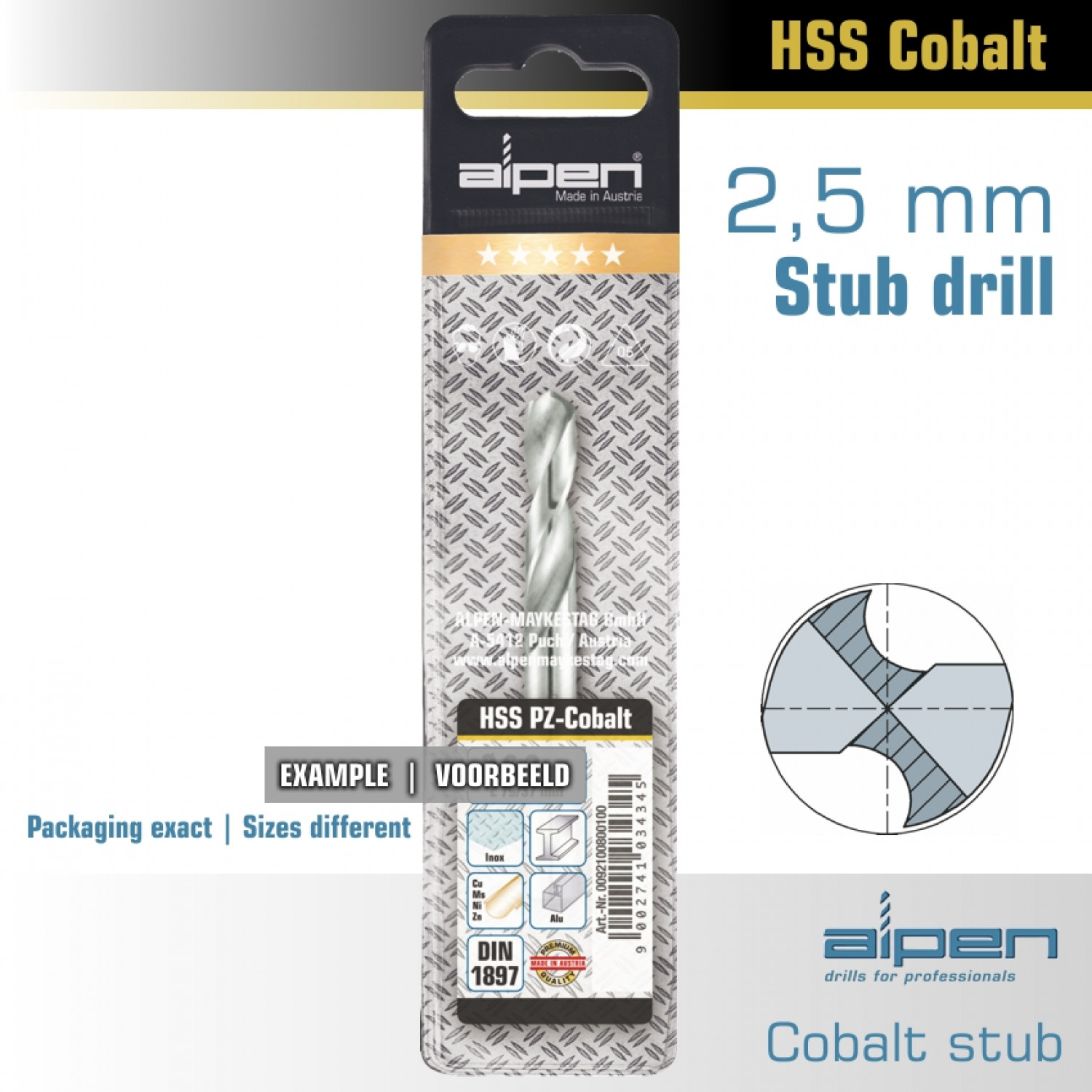Cobalt Drill Bit Short Pouch 2.5mm