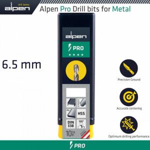 ALPEN Pro Hss Drill Din 338 Rn 135 With Split Point 6.5mm Bulk