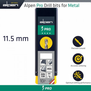 ALPEN Pro Hss Drill Din 338 Rn 135 With Split Point 11.5mm Bulk