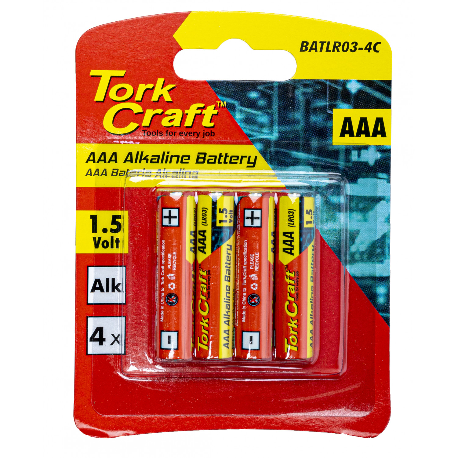 Battery Aaa 1.5v 4 Pack Carded Alkaline