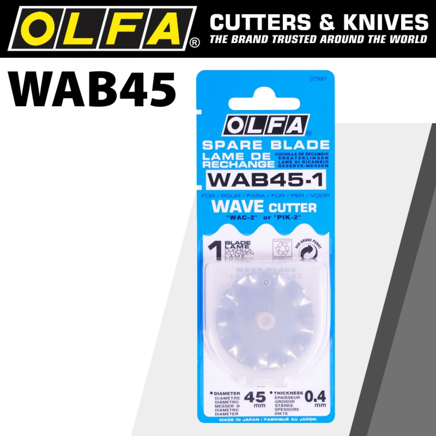 OLFA Blades Rotary Wave Cutter 45mm 1/pk