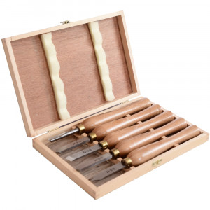 Chisel Set Wood Turning 270mm Hss 5 Piece Wood Case