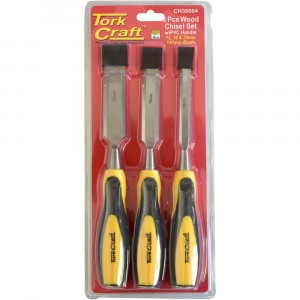 Wood Chisel 140mm Blade 3pc 13/19/25 With Pvc Handle