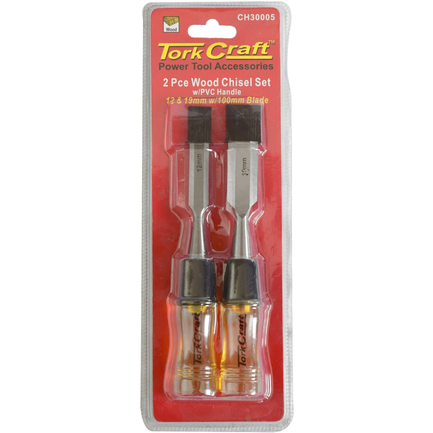 Wood Chisel 100mm Blade 2pc 12/19mm With Pvc Handle
