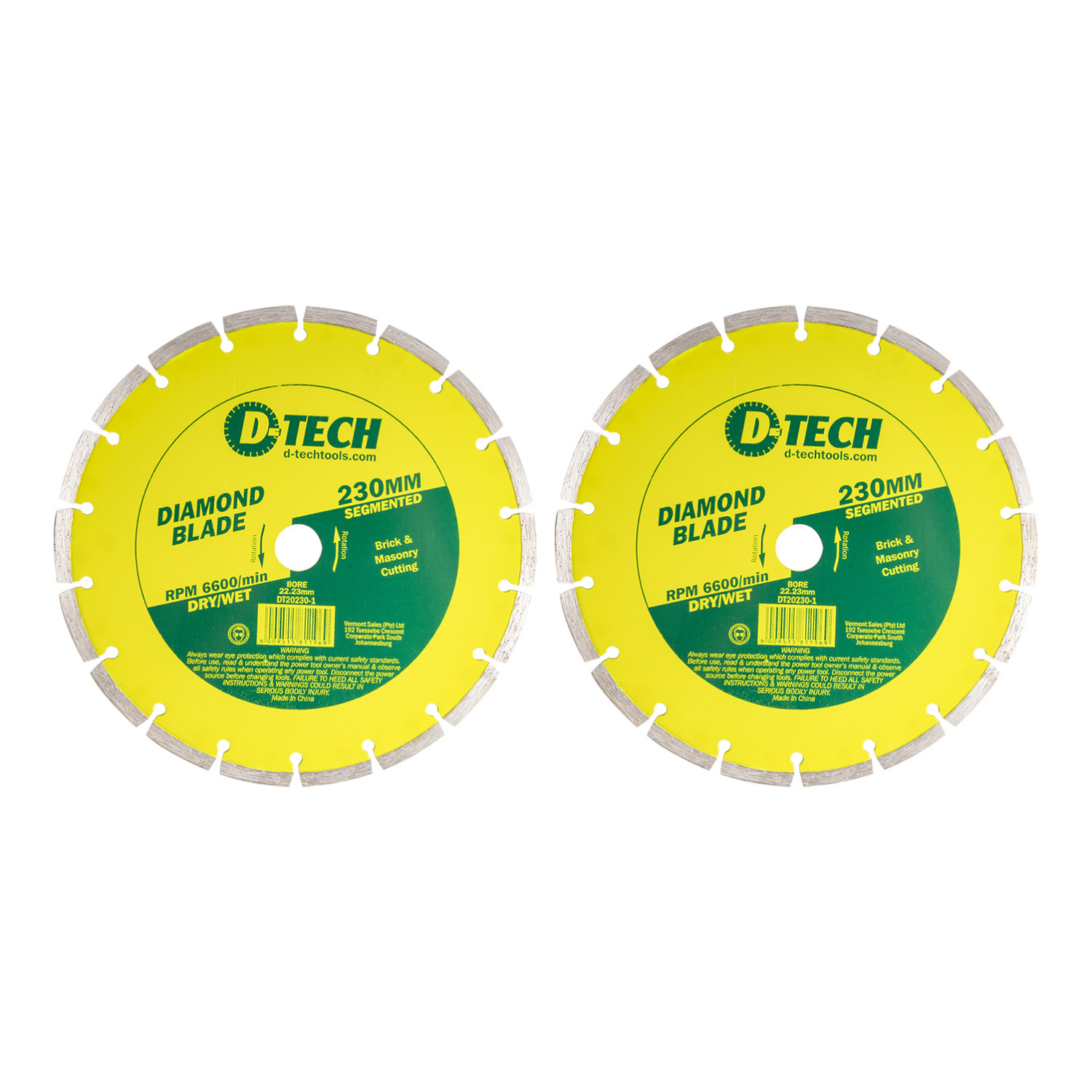 Diamond Blade Segmented Std. 230 X 22.23mm Bulk 2pc