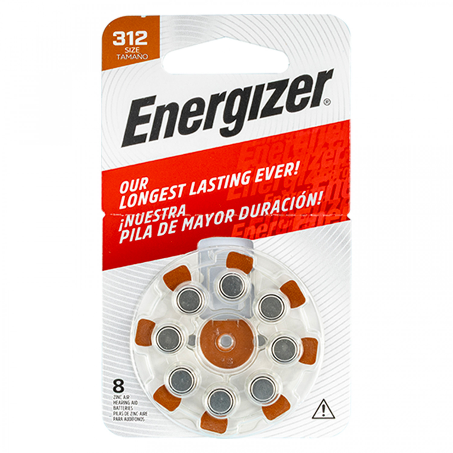 Hearing Aid Battery 312 Brown-8pack Zinc Air ENERGIZER