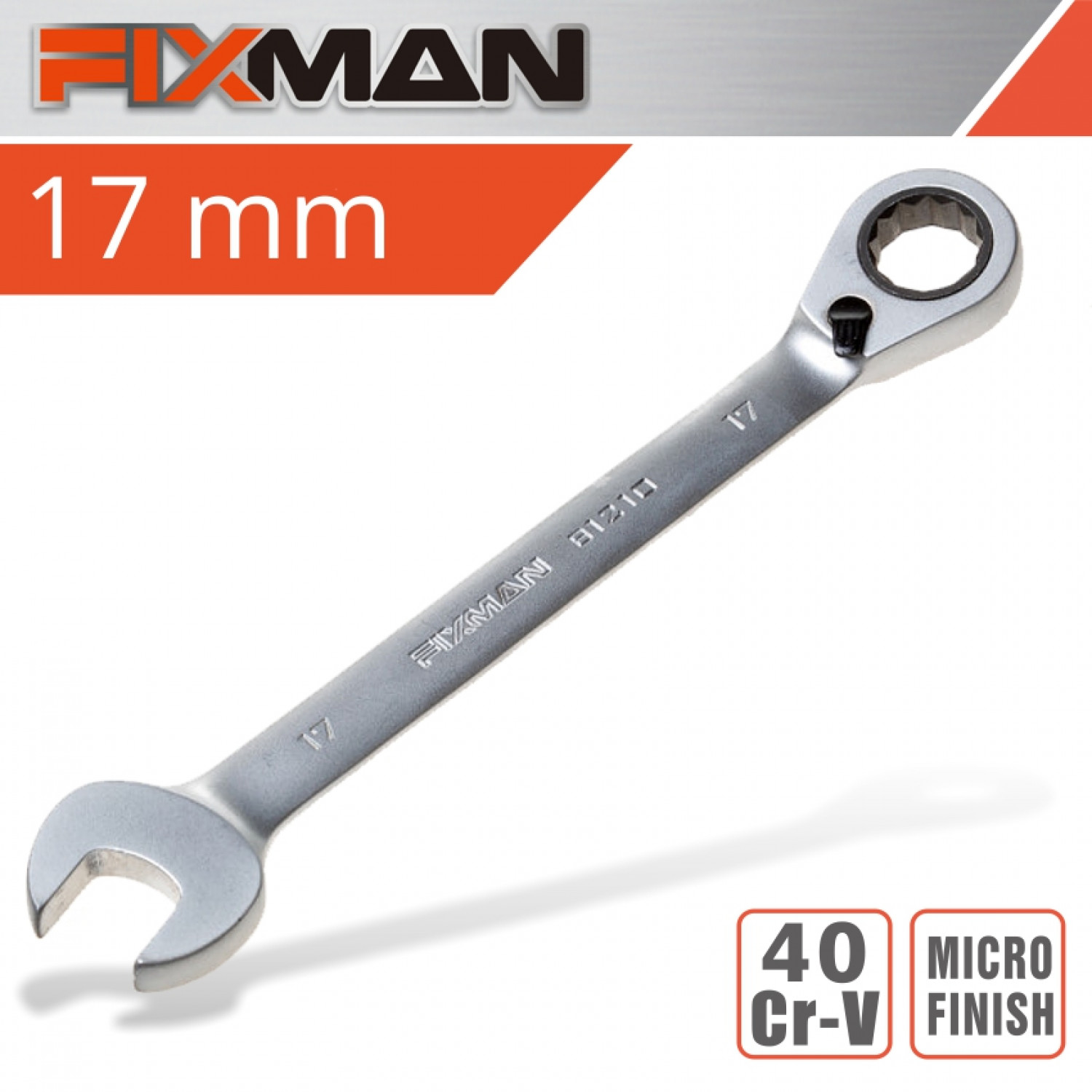 FIXMAN Reversible Combination Ratcheting Wrench 17mm