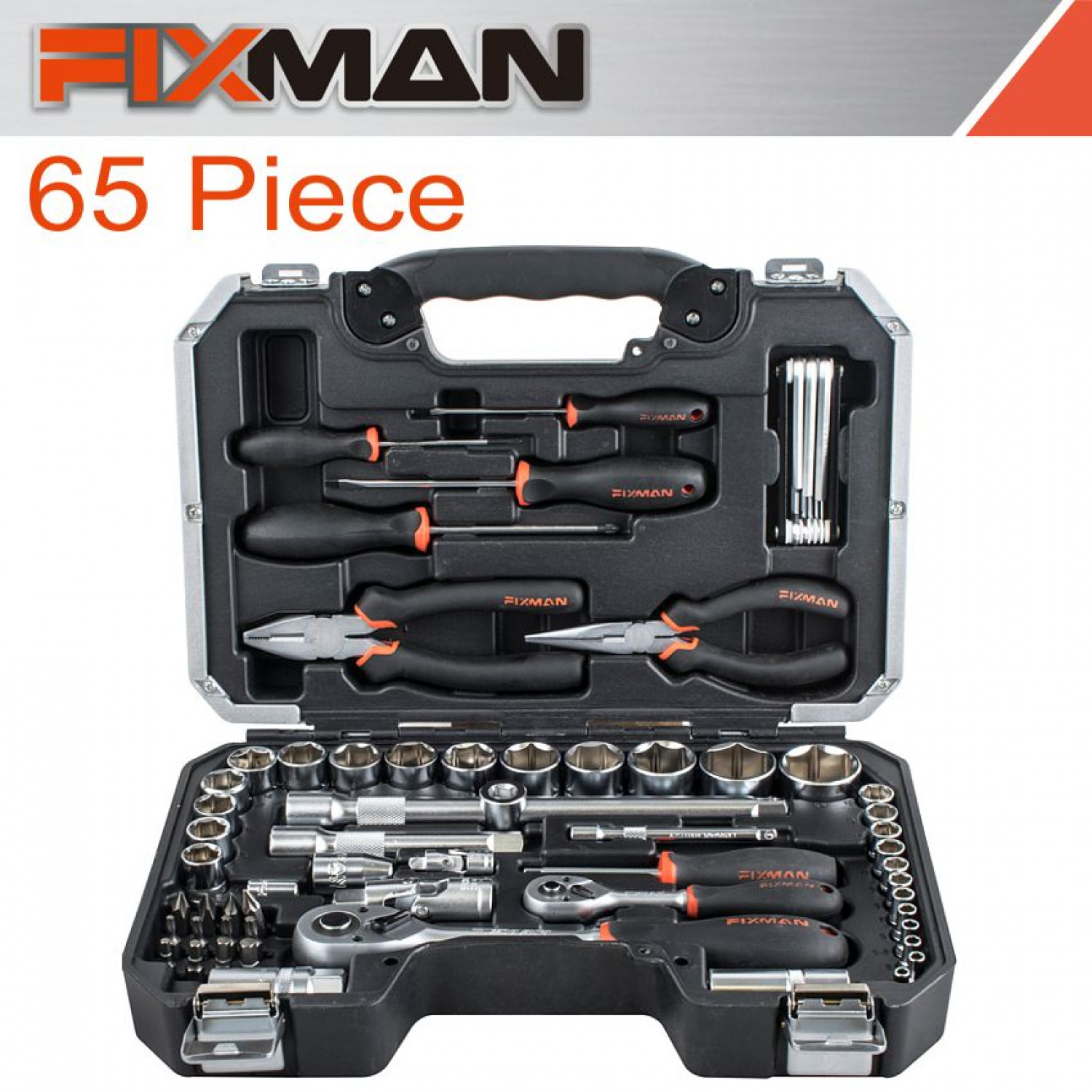 FIXMAN 65 Piece 1/4' & 1/2' Drive Socket Tool Set