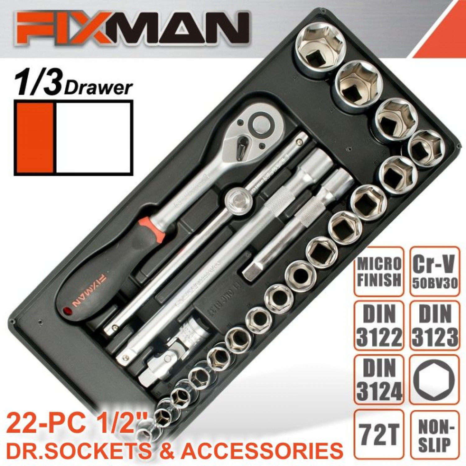 FIXMAN 7 Drawer Ind. Roller Cabinet On Castors With 130pc Of Stock