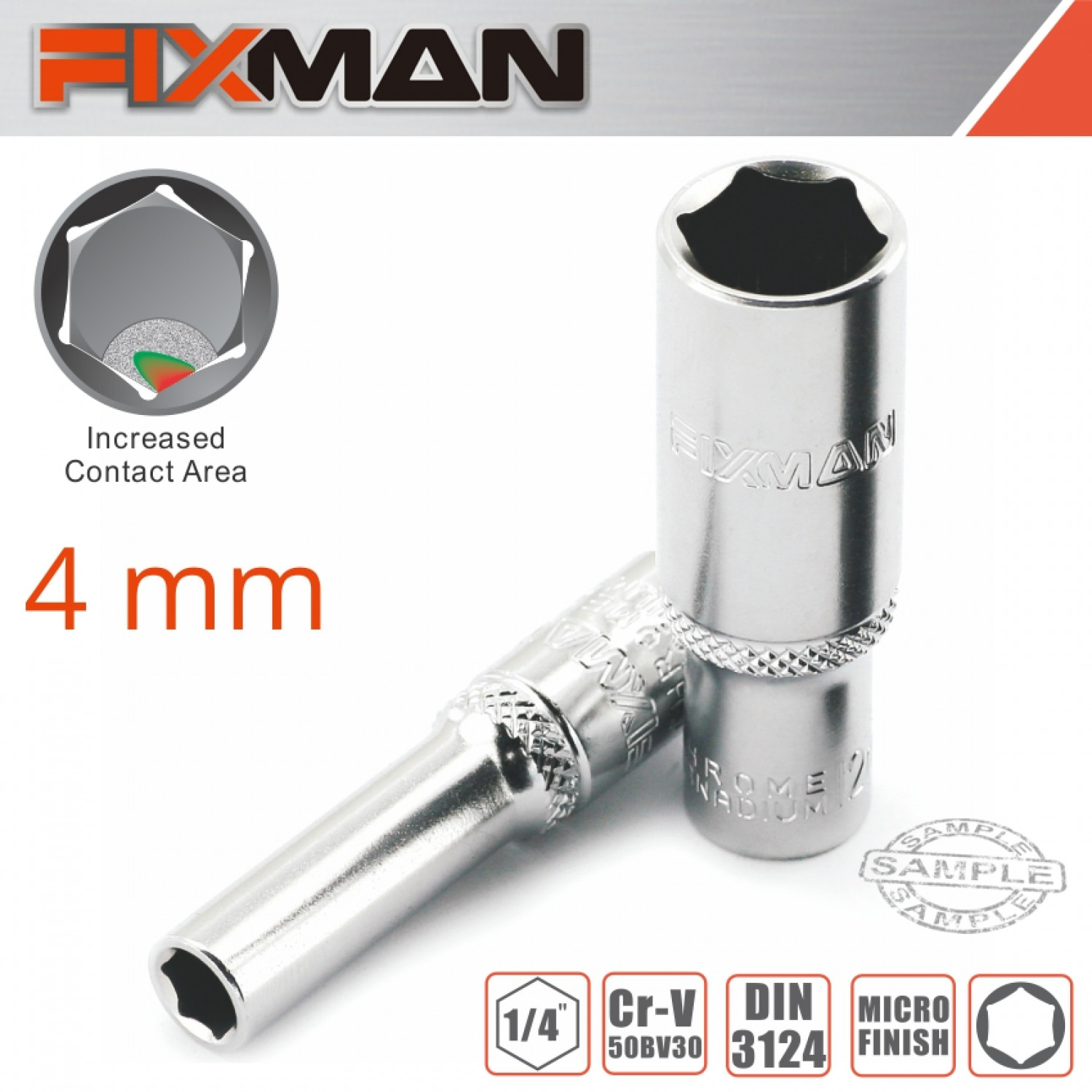 FIXMAN 1/4' Dr Deep Socket 4mm
