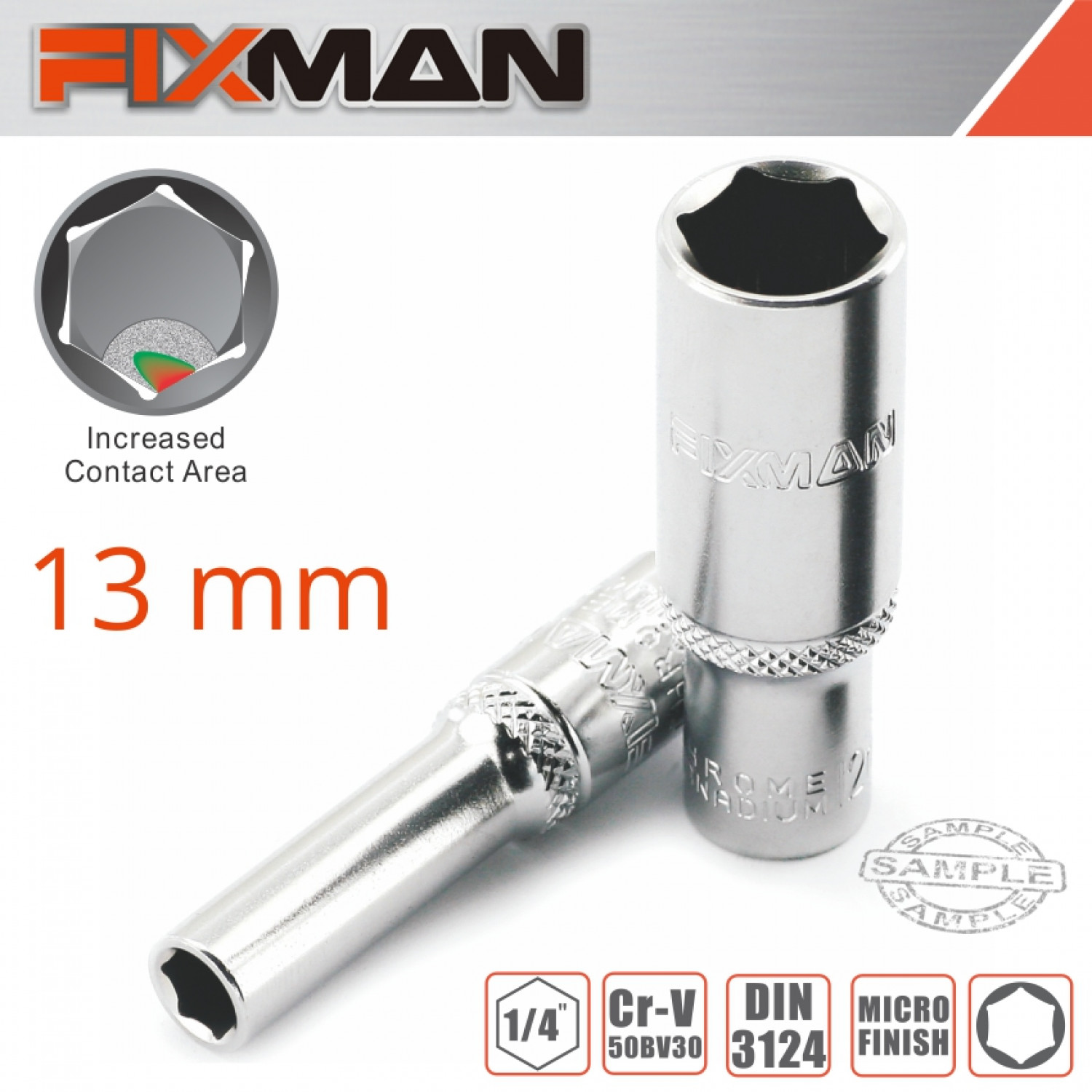 FIXMAN 1/4' Dr Deep Socket 13mm
