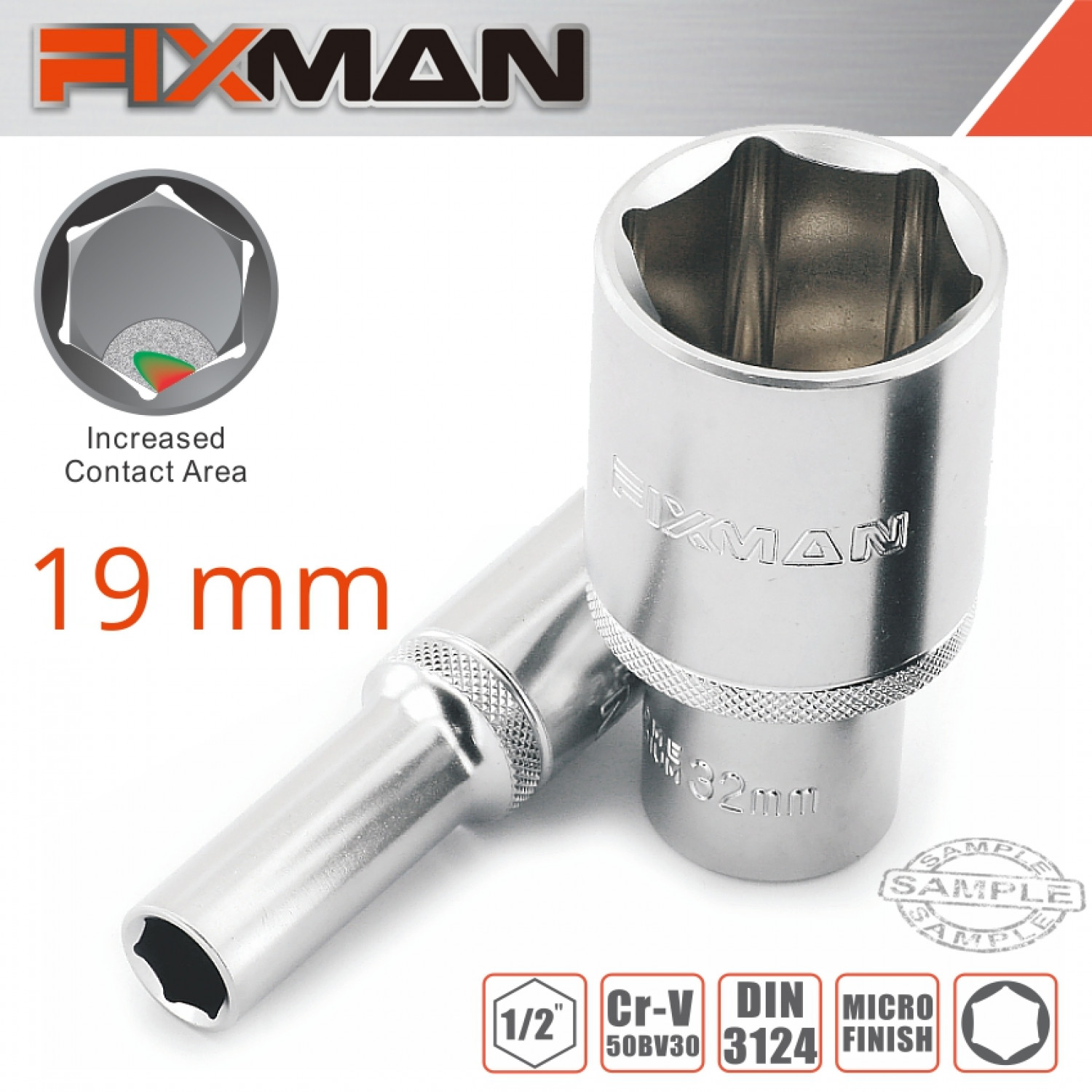 FIXMAN 1/2' Dr Deep Socket 19mm