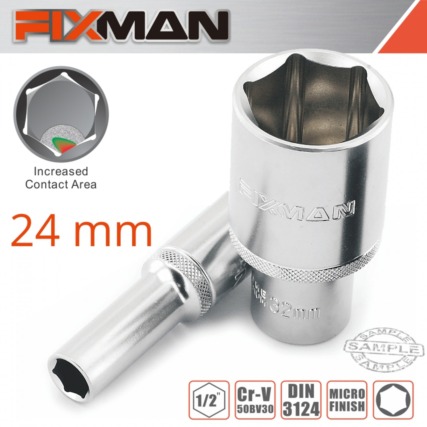 FIXMAN 1/2' Dr Deep Socket 24mm
