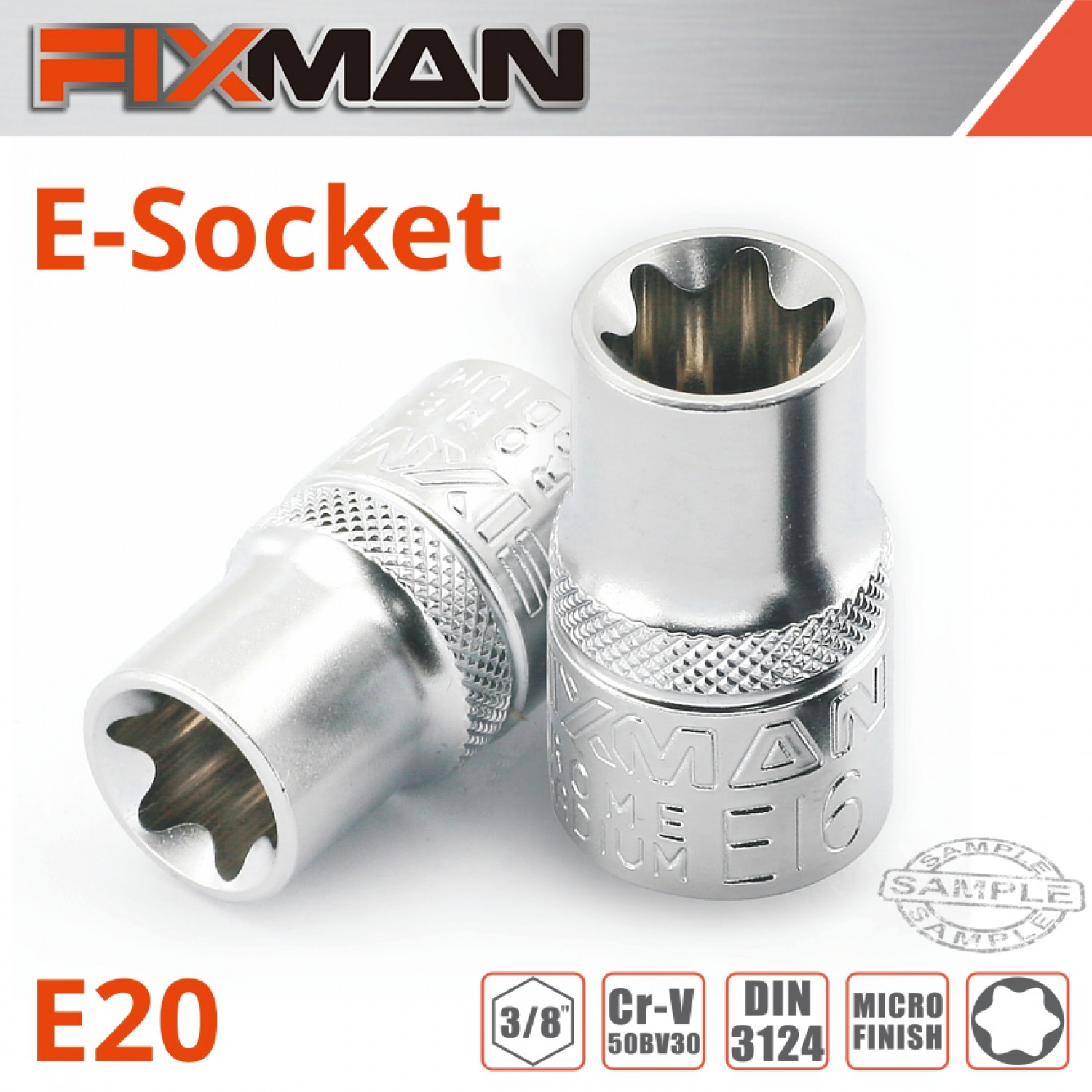 FIXMAN 3/8' Drive E-socket 6 Point E20