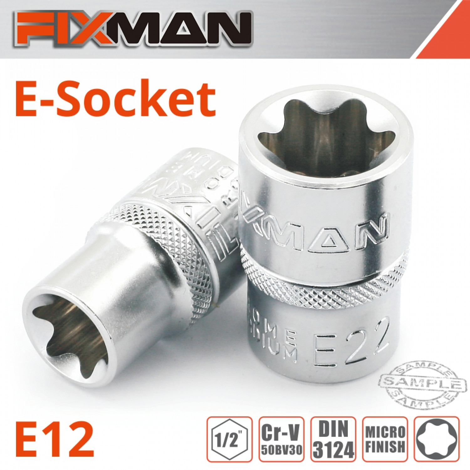 FIXMAN 1/2' Drive E-socket 6 Point E12
