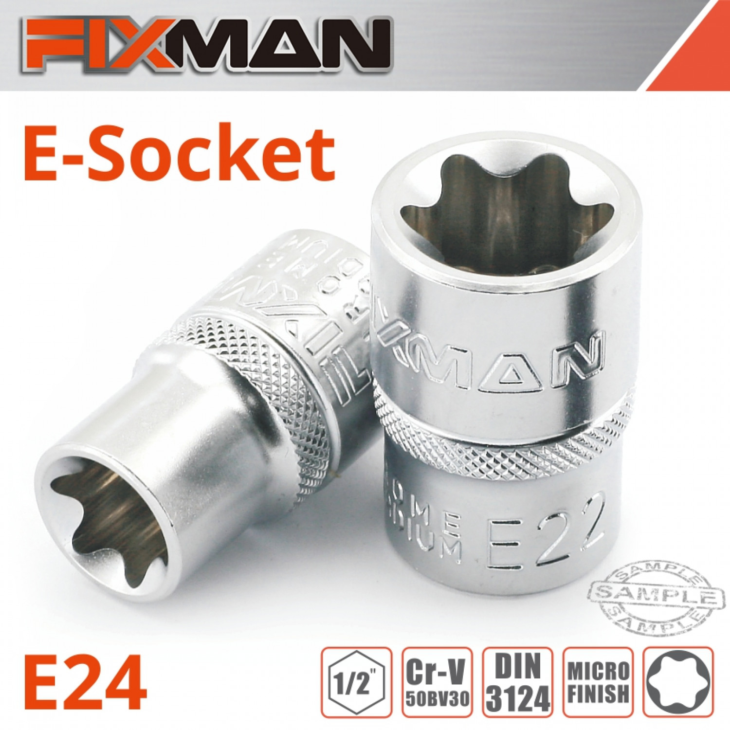 FIXMAN 1/2' Drive E-socket 6 Point E24