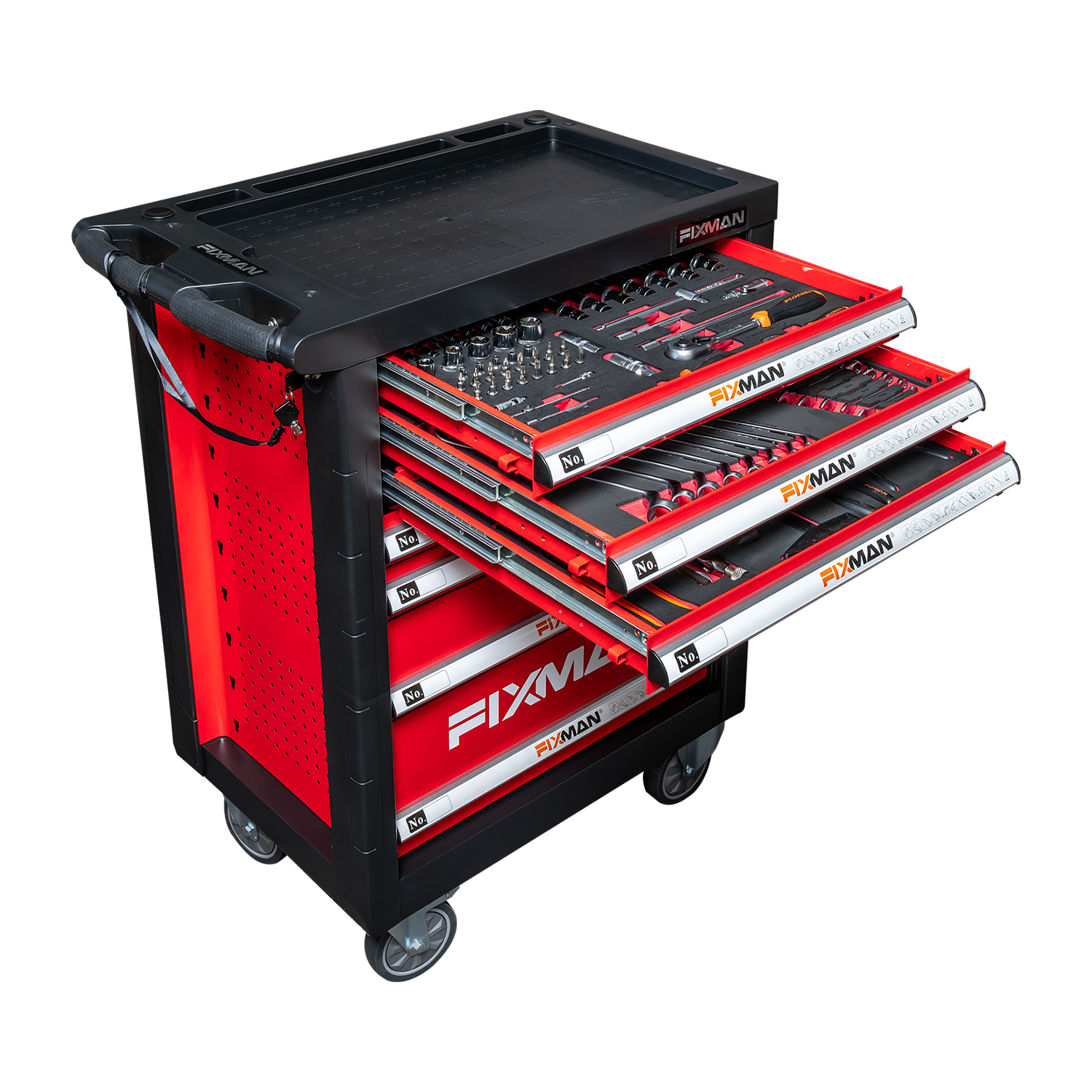 FIXMAN 7 Drawer Ind. Roller Cabinet With 133pc Mechanics Tool Set