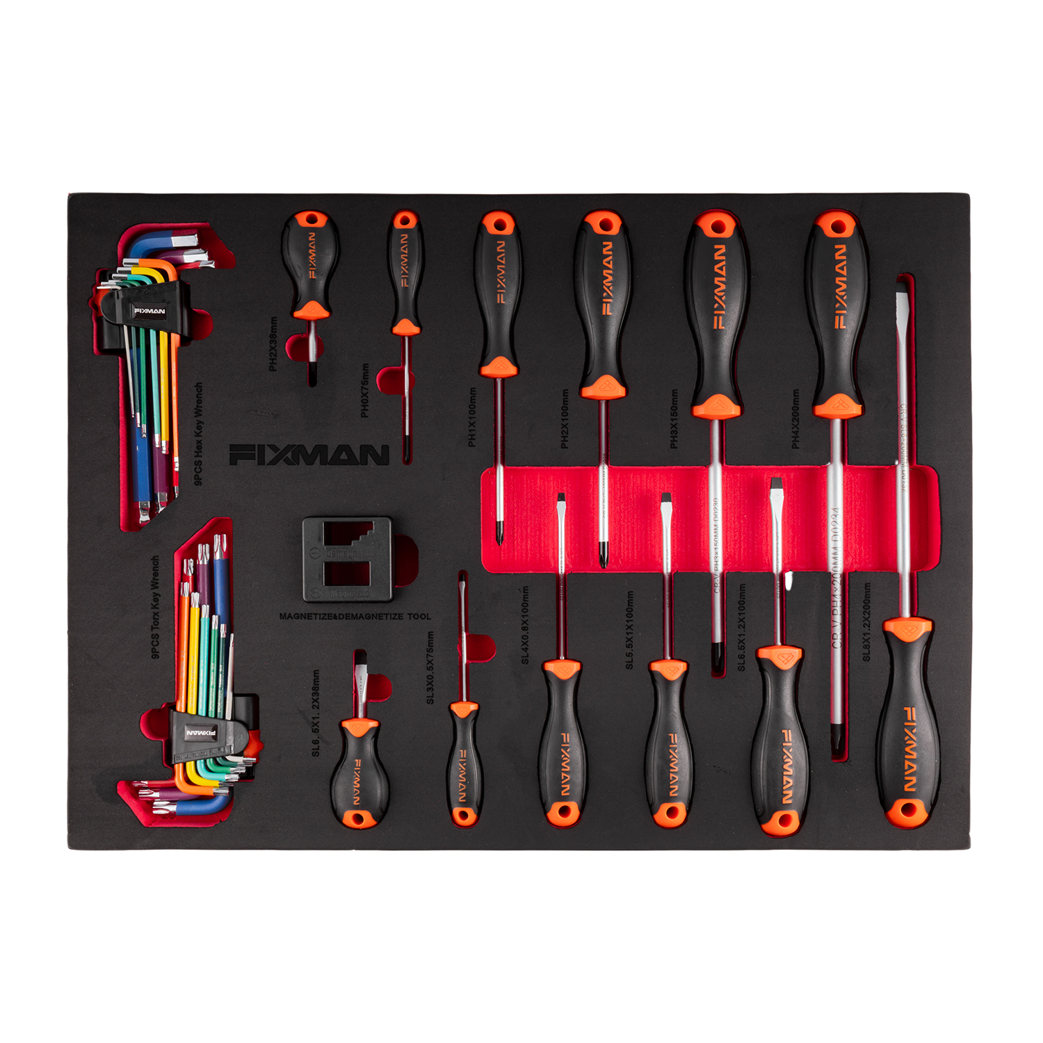 FIXMAN 7 Drawer Ind. Roller Cabinet With 133pc Mechanics Tool Set