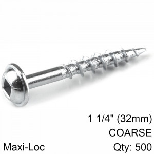 KREG Zinc Pocket Hole Screws 32mm 1.25' #8 Coarse Thread Mx Loc 500ct