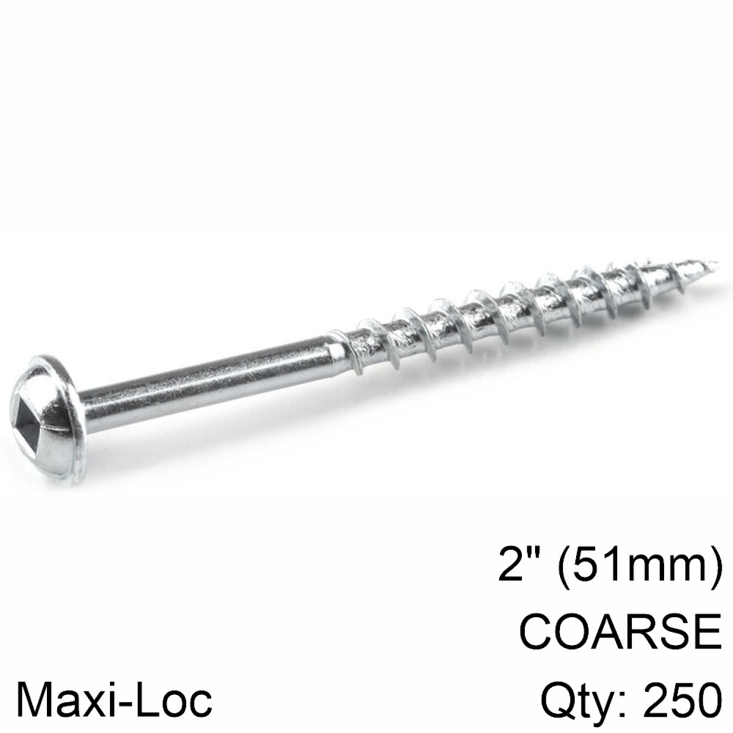 KREG Zinc Pocket Hole Screws 51mm 2.00' #8 Coarse Thread Mx Loc 250ct
