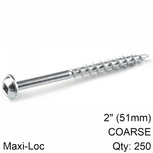 KREG Zinc Pocket Hole Screws 51mm 2.00' #8 Coarse Thread Mx Loc 250ct