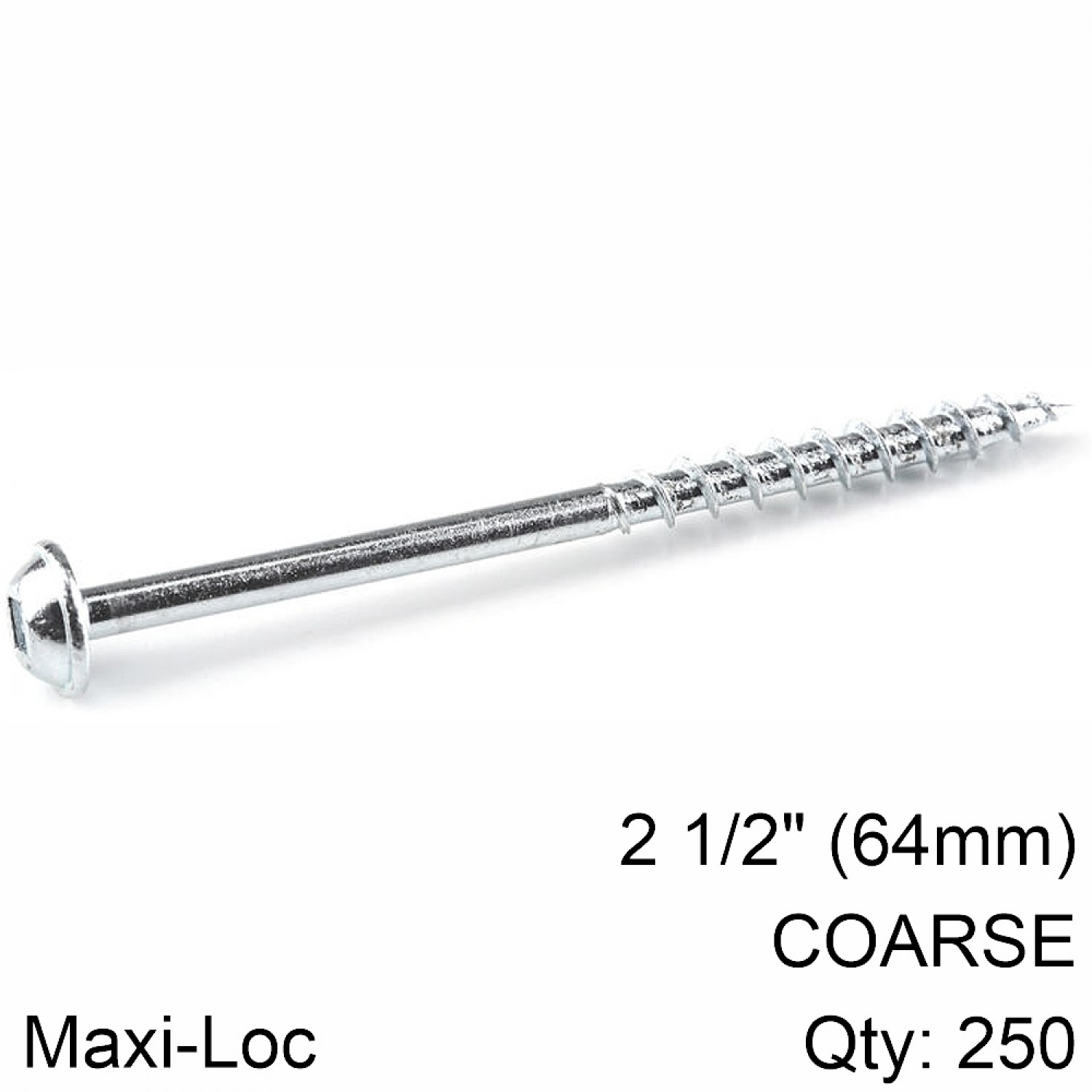 KREG Zinc Pocket Hole Screws 64mm 2.50' #8 Coarse Thread Mx Loc 250ct