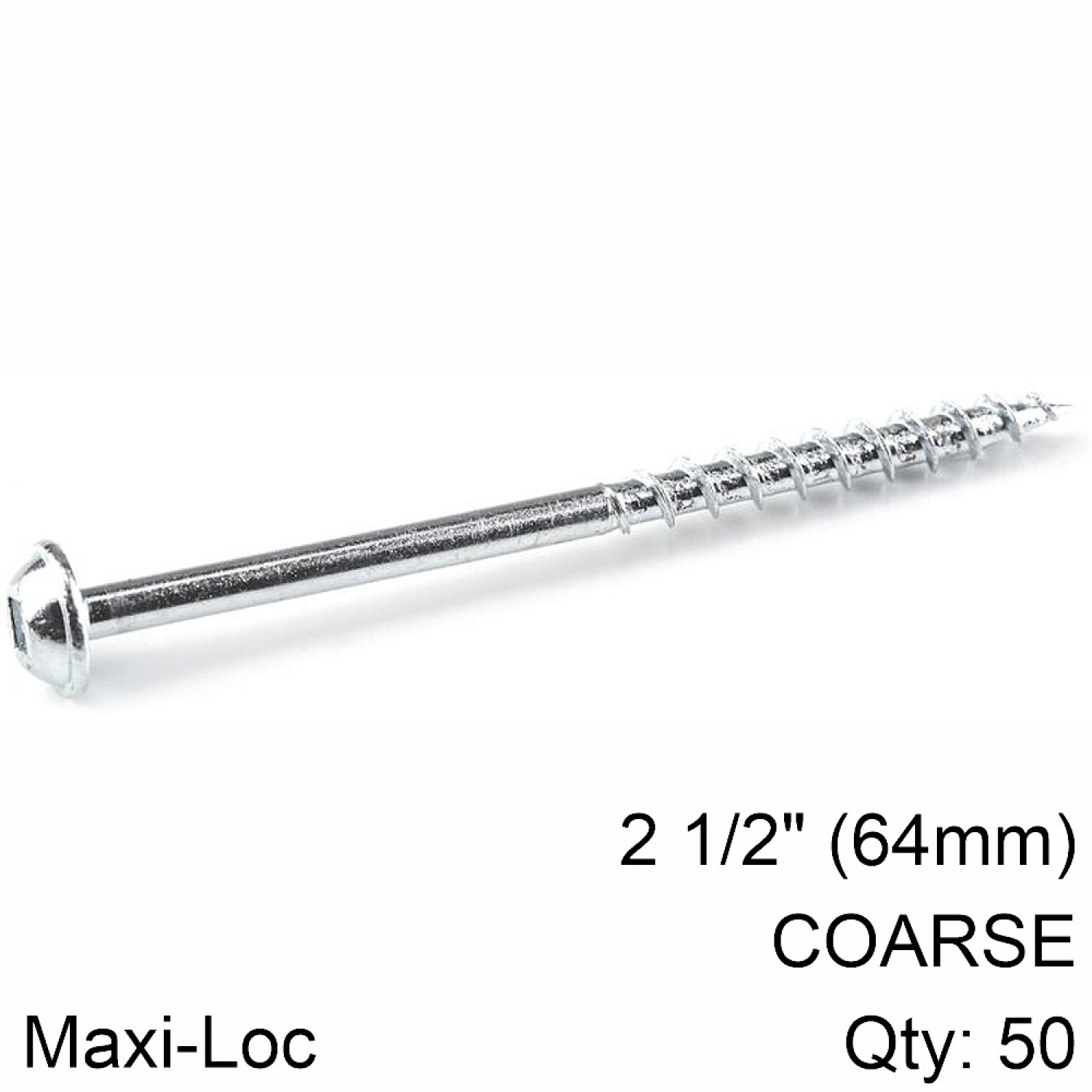 KREG Zinc Pocket Hole Screws 64mm 2.50' #8 Coarse Thread Mx Loc 50ct