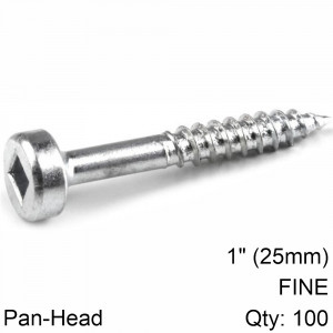 KREG Zinc Pocket Hole Screws 25mm 1.00' #6 Fine Thread Pan Head 100ct