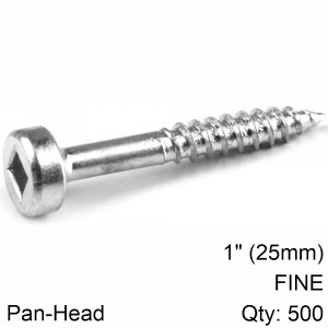 KREG Zinc Pocket Hole Screws 25mm 1.00' #6 Fine Thread Pan Head 500ct
