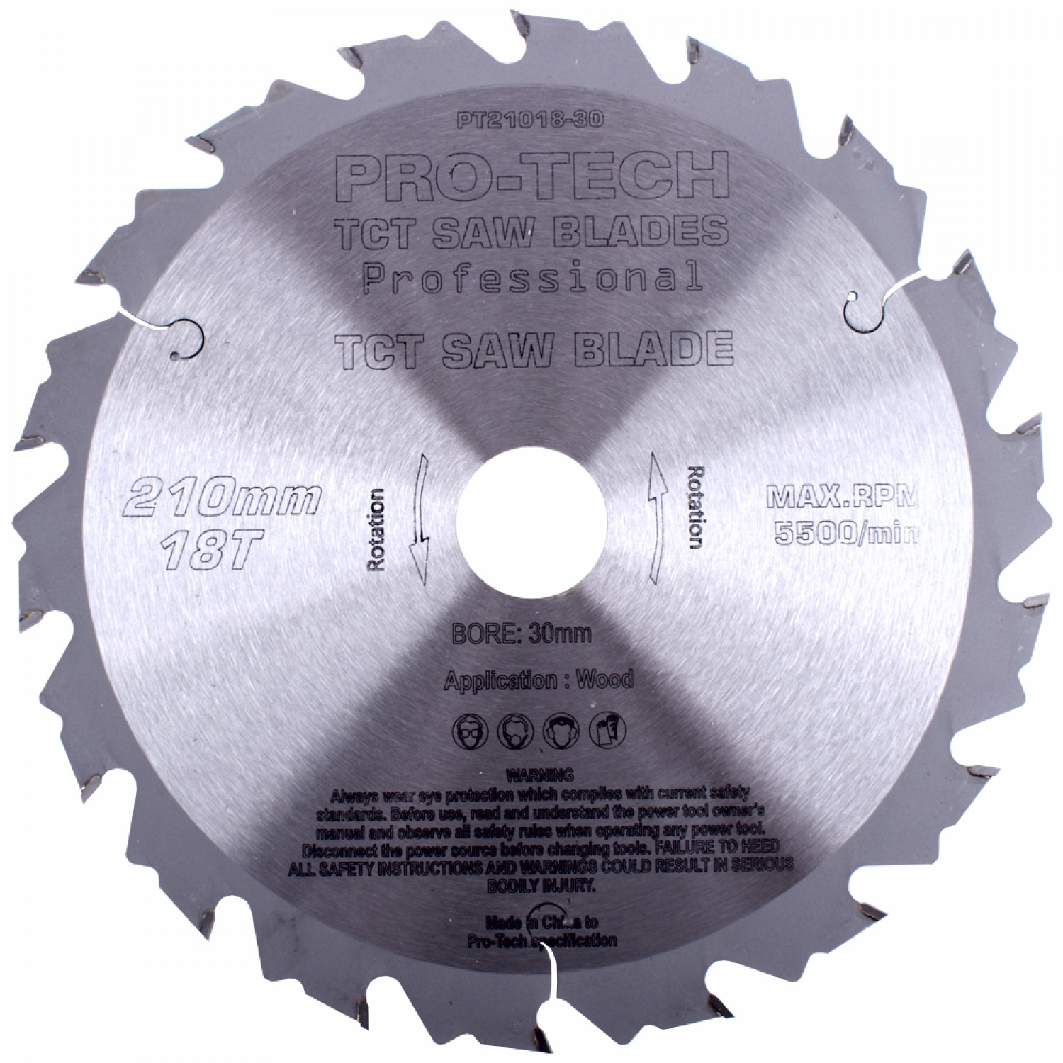 Saw Blade Tct 210x2.4x30x18t Wood Prof. PRO-TECH Fes. Ts75