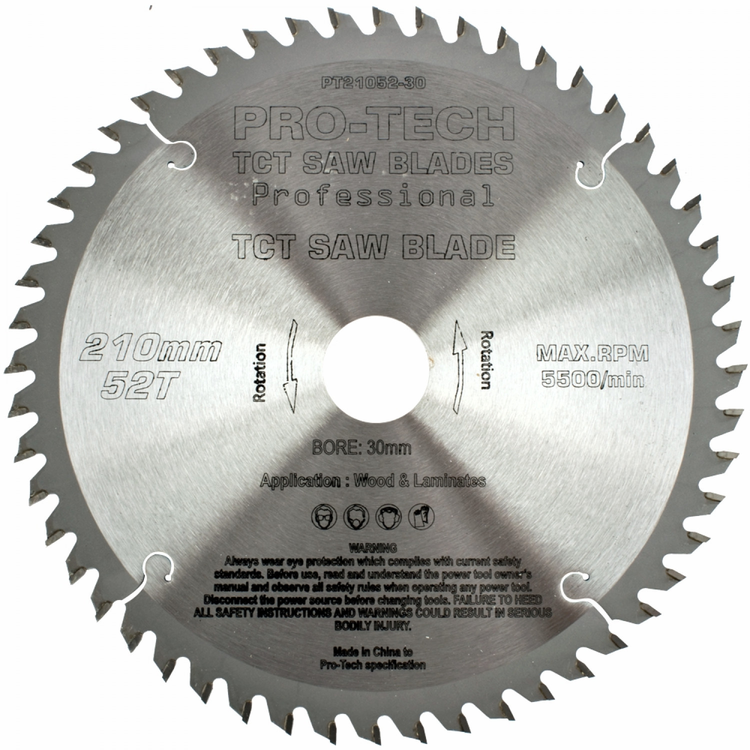 Saw Blade Tct 210x2.4x30x52t Wood Prof. PRO-TECH Fes. Ts75