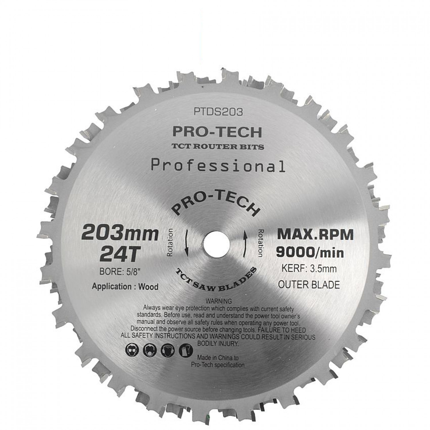 Dado Set 203mm X 15.88 X 24t 4 X 1/8' 3/32'1/16' Chip 27.5mm
