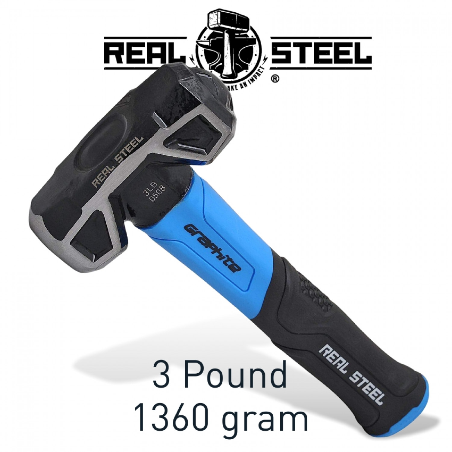 Hammer Sledge/cross Strike 1.3kg 3lb Graph. Handle REAL STEEL