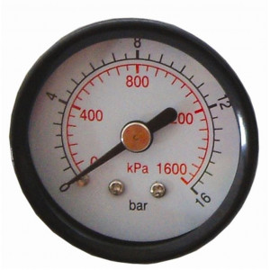 Press. Gauge 50mm 1/4' Rear Fit 0-16bar 0-1600kpa