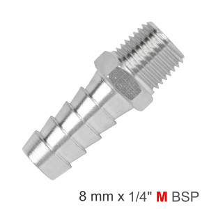 Hosetail 1/4' Male X 8mm Bulk